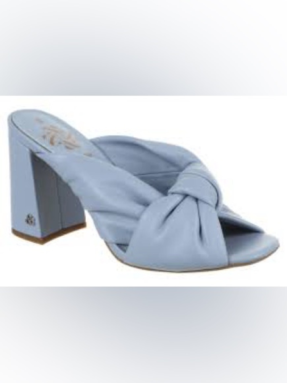 Sam & Libby Jovanna Blue Knotted Mule Heels Block Heel Sandals Size 9
